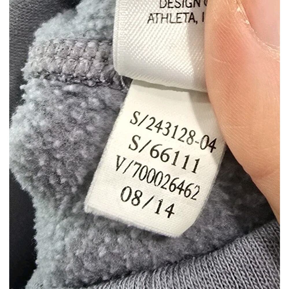 Athleta Sweatshirt Womens XS Gray Mock Cowl Fleece Pullover Wool Thumb Holes - Picture 8 of 11
